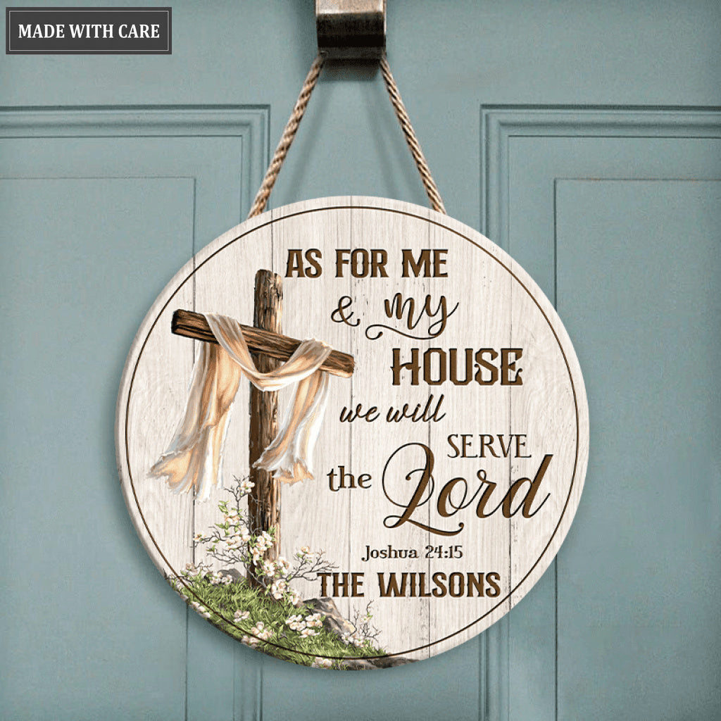Personalized Rugged Cross Serve The Lord Circle Sign