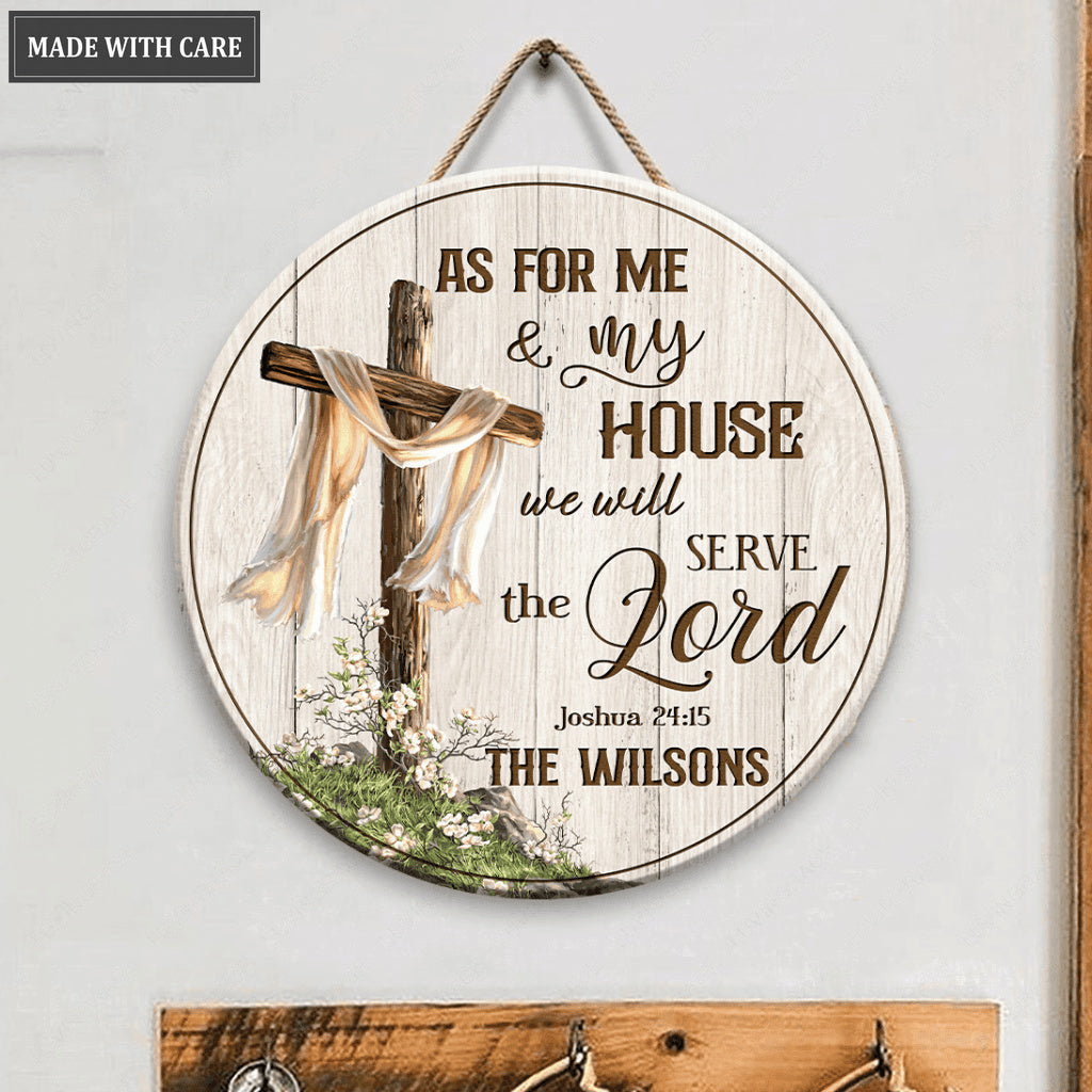Personalized Rugged Cross Serve The Lord Circle Sign