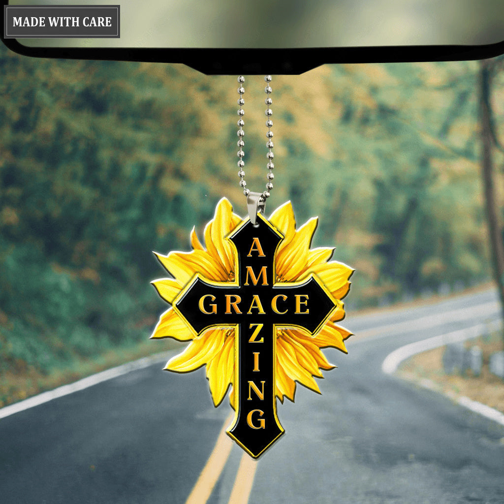 Yellow Sunflower Grace Cross Ornament