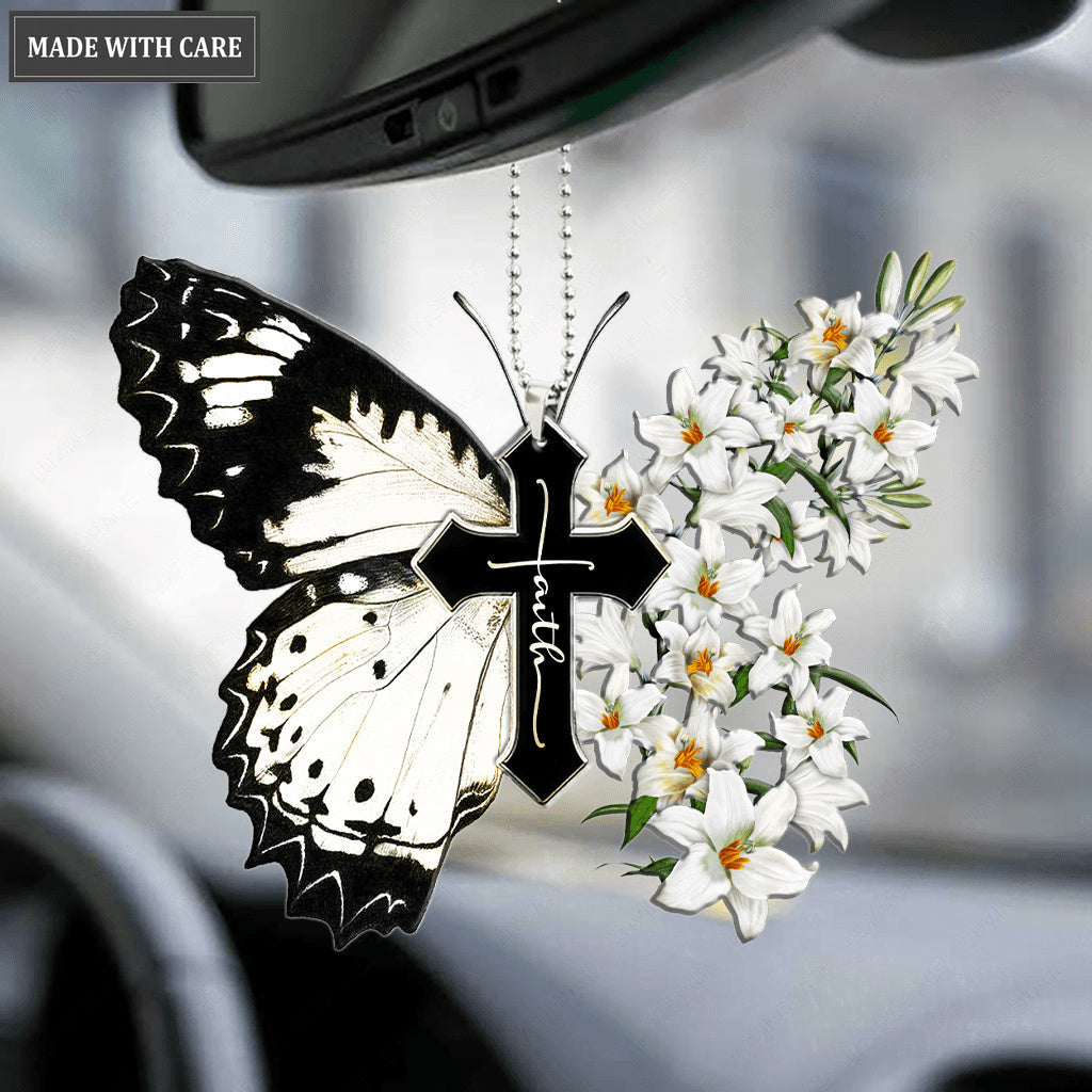 Lily Butterfly Cross Ornament