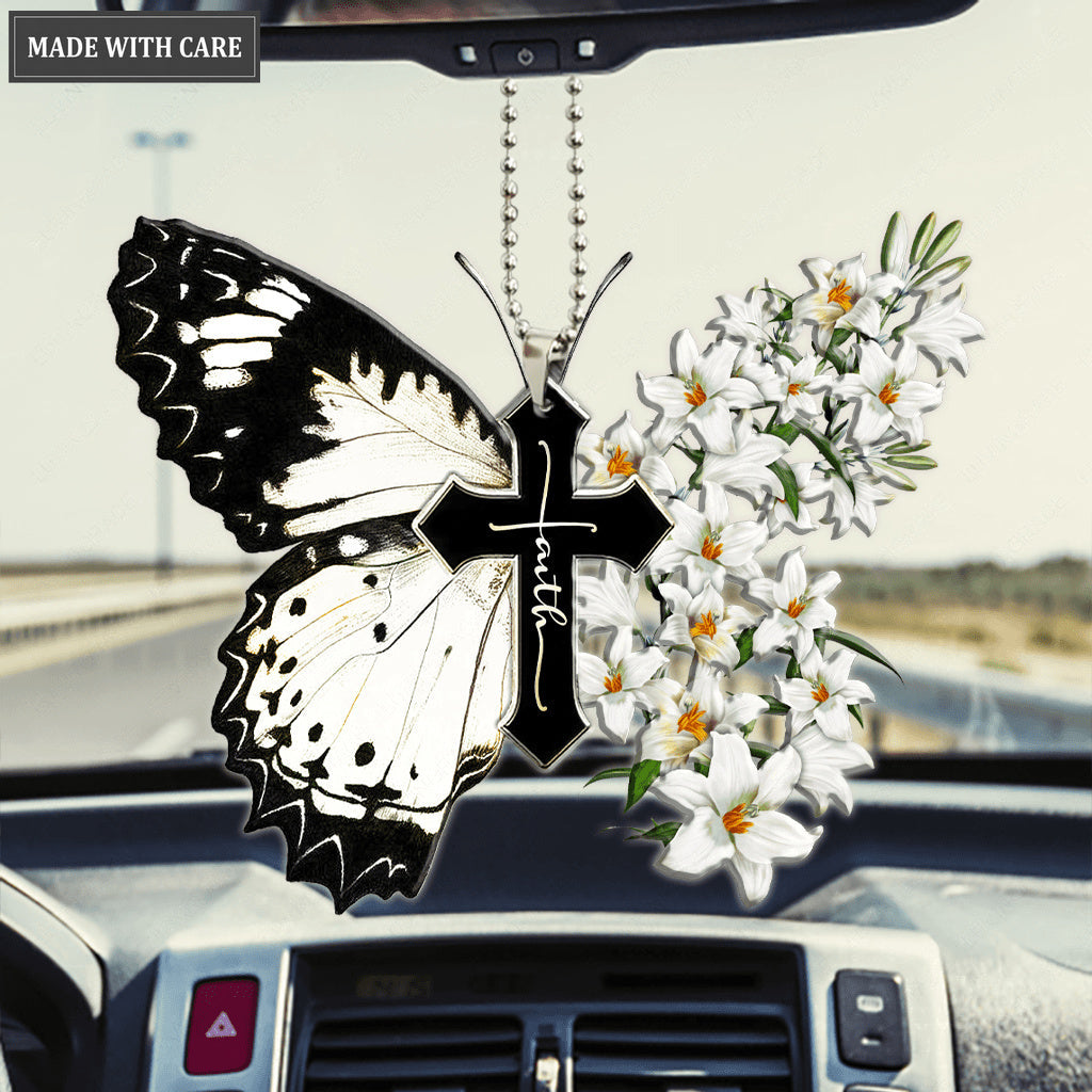 Lily Butterfly Cross Ornament