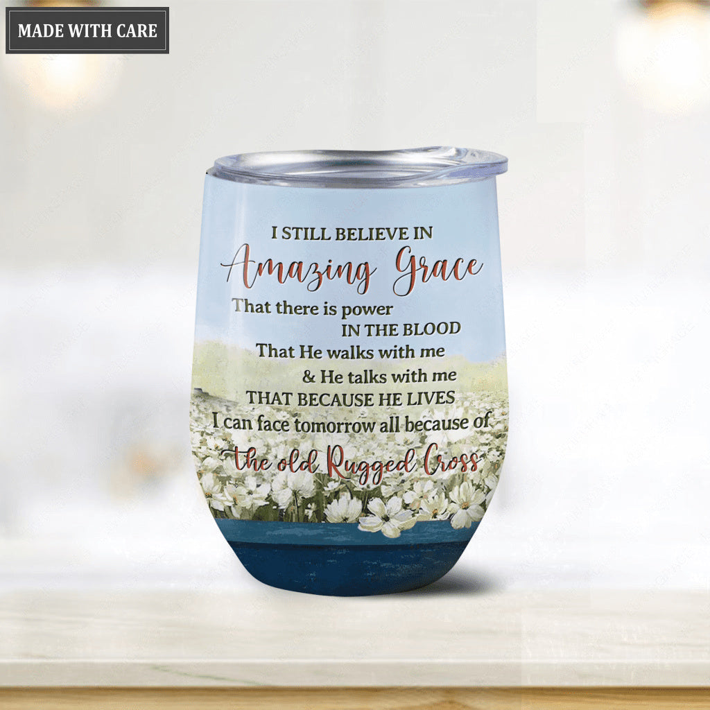 Vintage Field The Old Rugged Cross Wine Tumbler