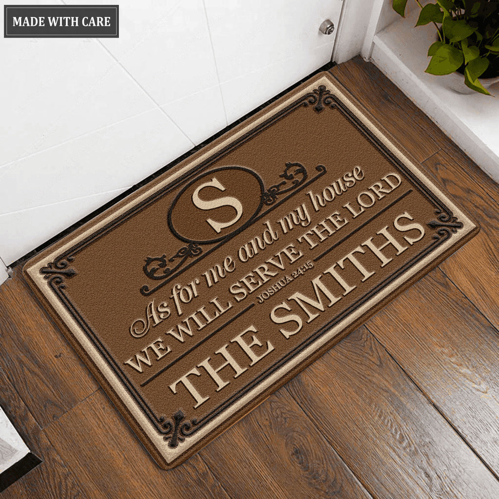 Luvingrace L208 Vintage Monogram Collection As For My House Personalized Doormat