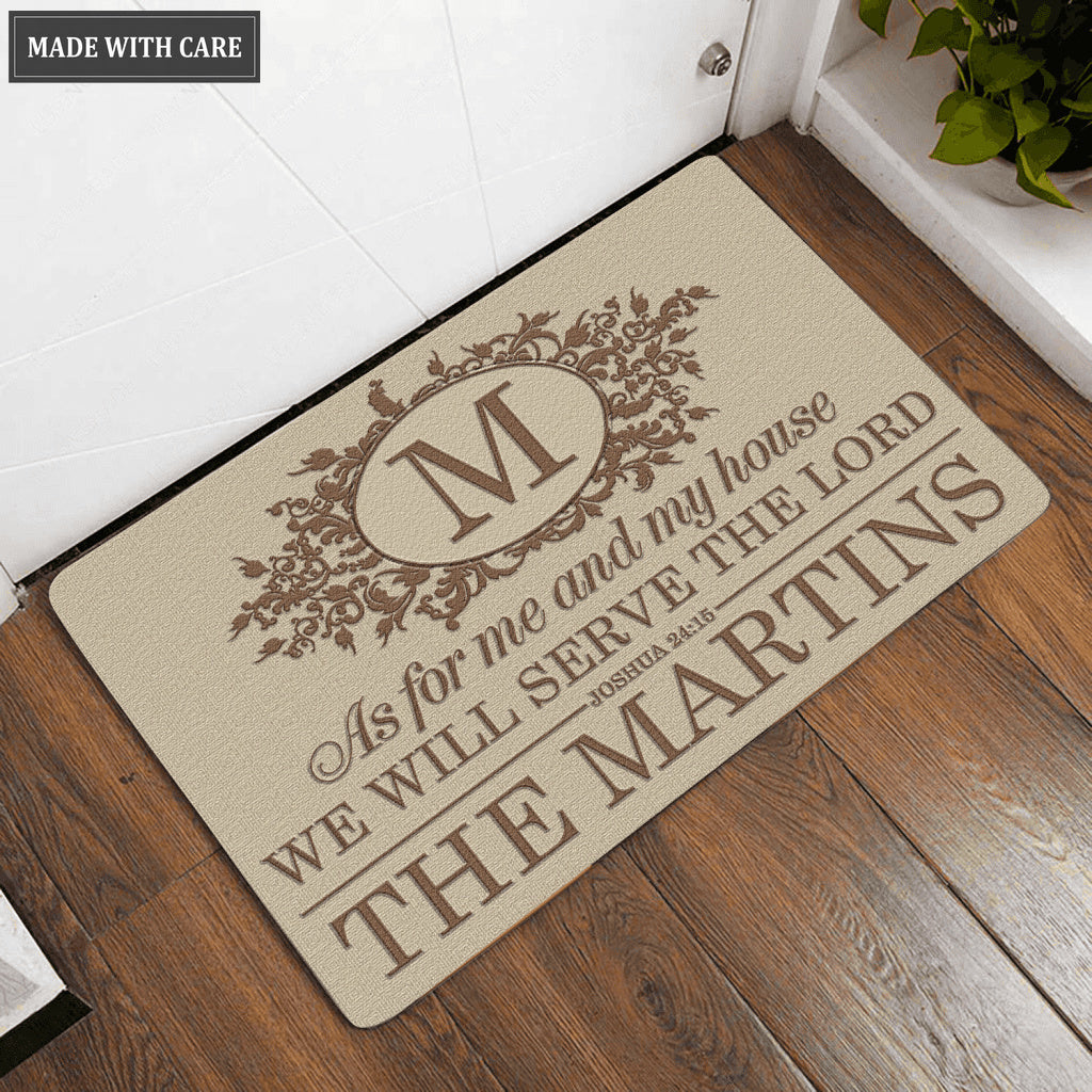 Printfamily L216 Elegant Vintage Monogram Collection As For My House Personalized Doormat