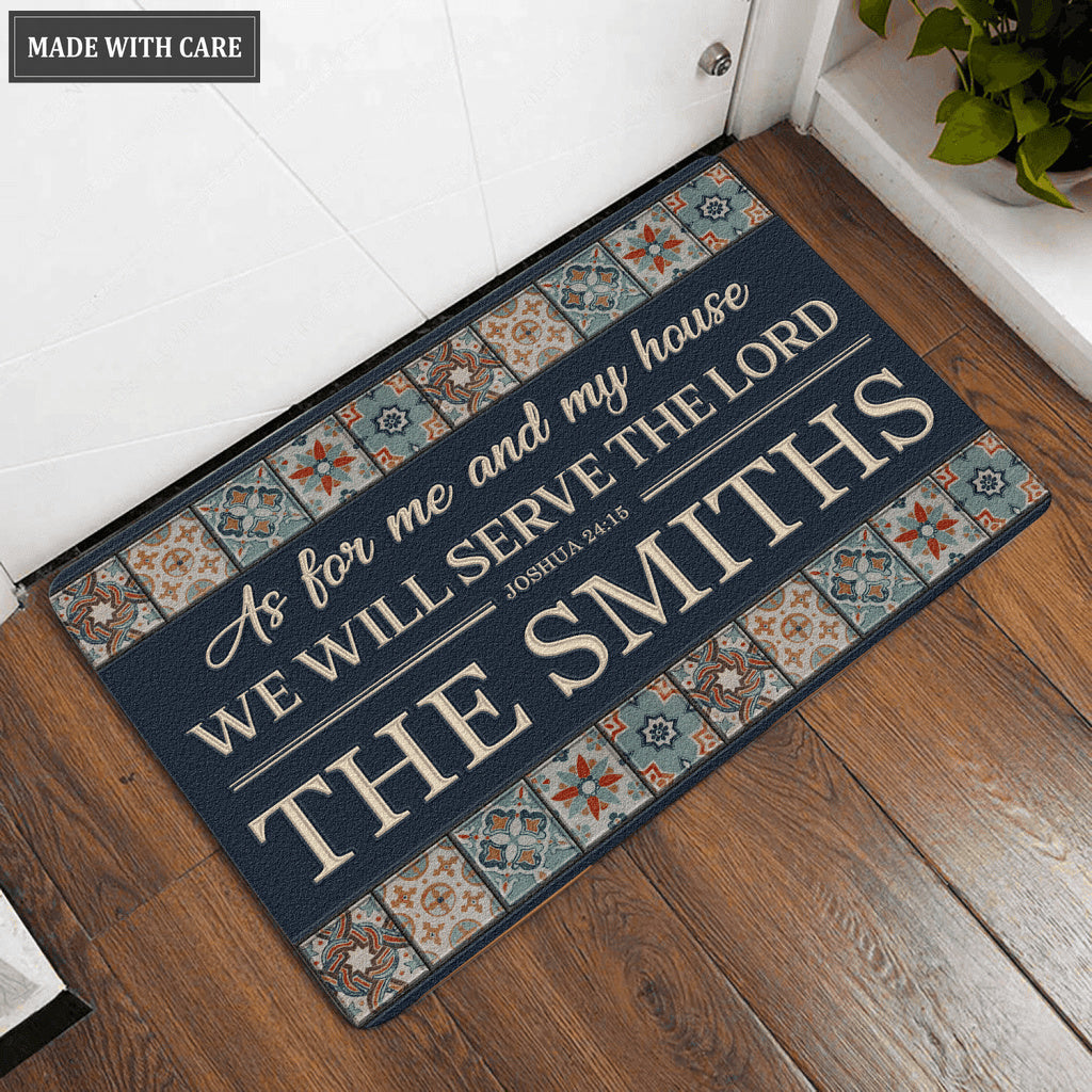 Printfamily L217 Elegant Vintage Monogram Collection As For My House Personalized Doormat