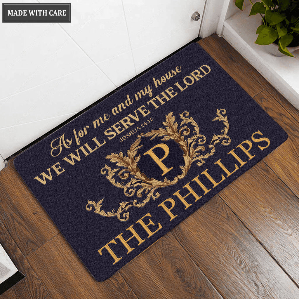 Printfamily L218 Luxury Vintage Monogram Collection As For My House Personalized Doormat