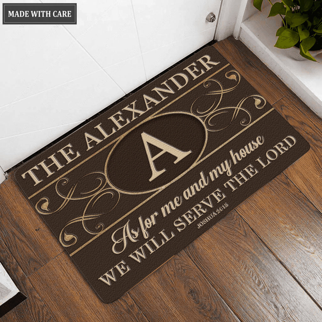 Printfamily L219 Luxury Vintage Monogram Collection As For My House Personalized Doormat