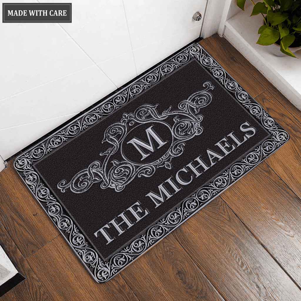 Luvingrace L220 Elegant Vintage Monogram Collection Family Name Personalized Doormat