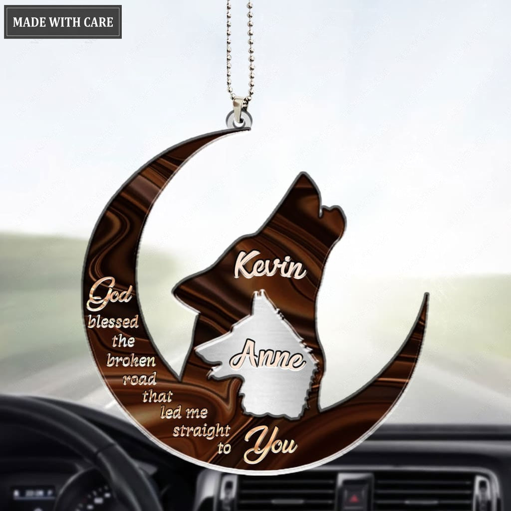Printfamily M50 Wolf Couple God Blessed Personalized Ornament