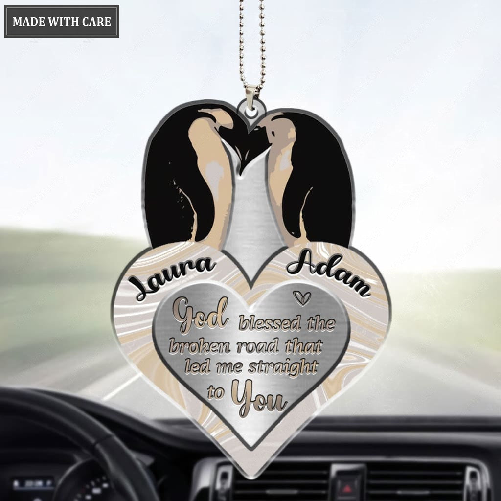 Printfamily M53 Penguin Couple God Blessed Personalized Ornament