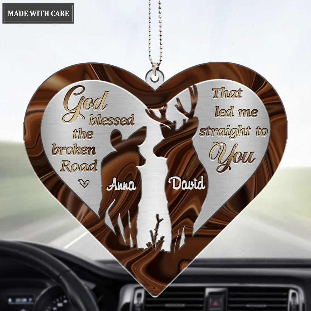 Printfamily M55 Deer Couple God Blessed Personalized Ornament