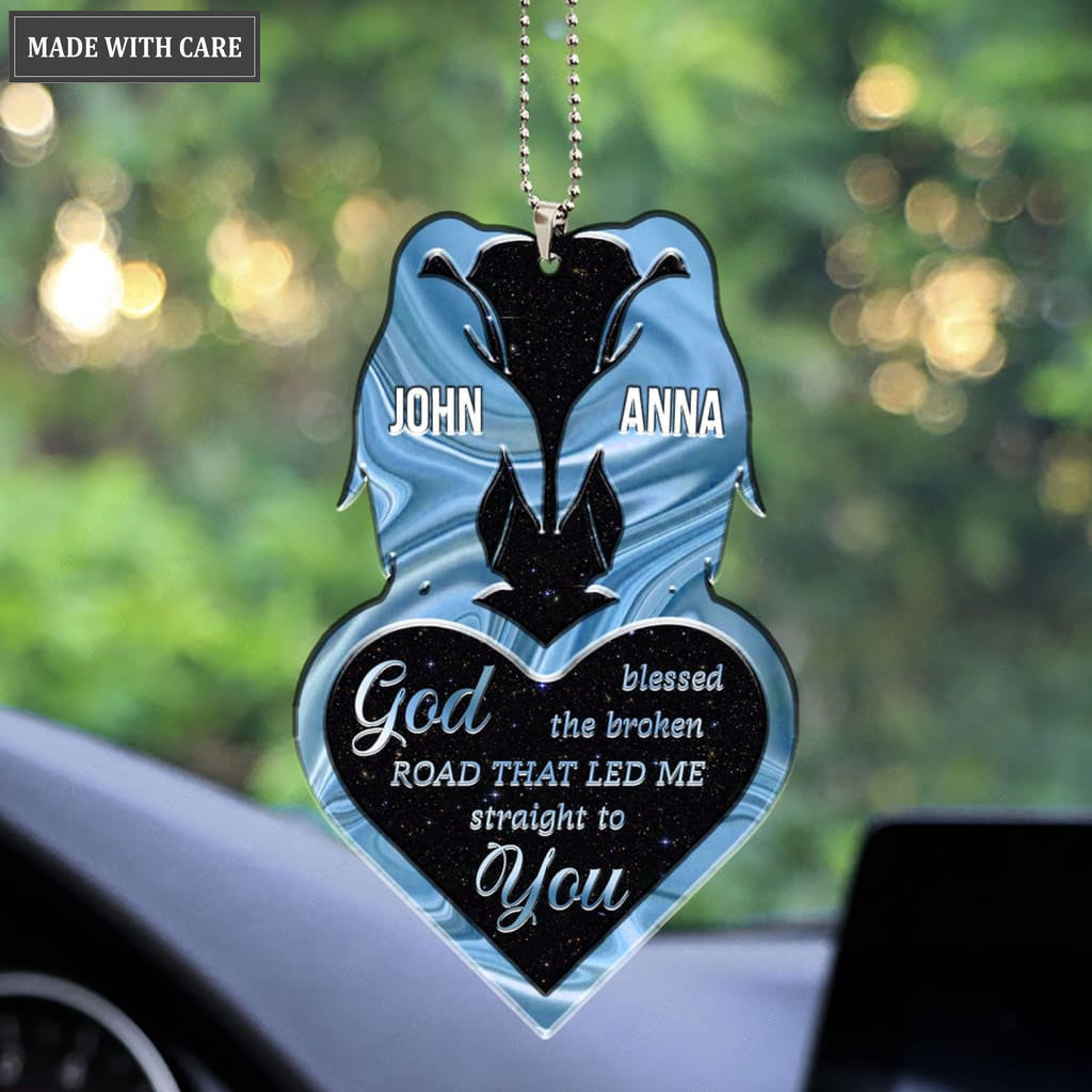 Printfamily M56 Penguin Couple God Blessed Personalized Ornament