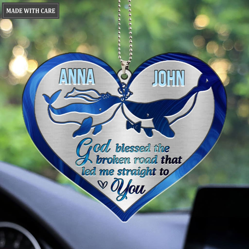 Printfamily M61 Whale Couple God Blessed Personalized Ornament