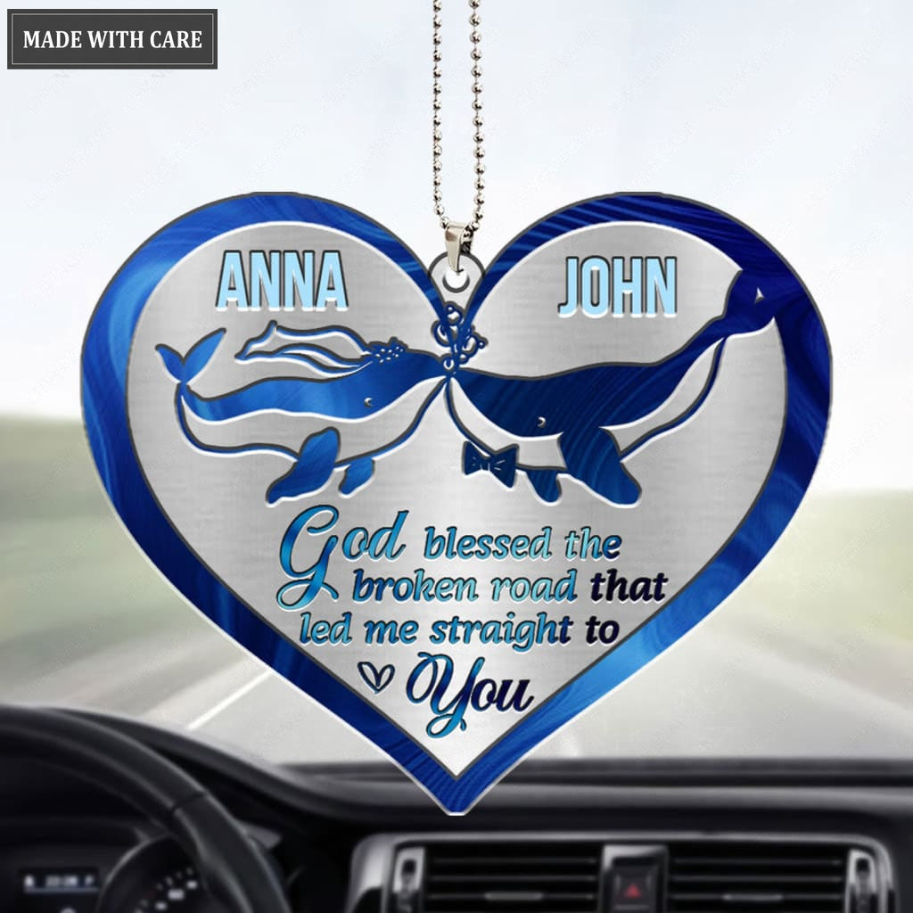 Printfamily M61 Whale Couple God Blessed Personalized Ornament