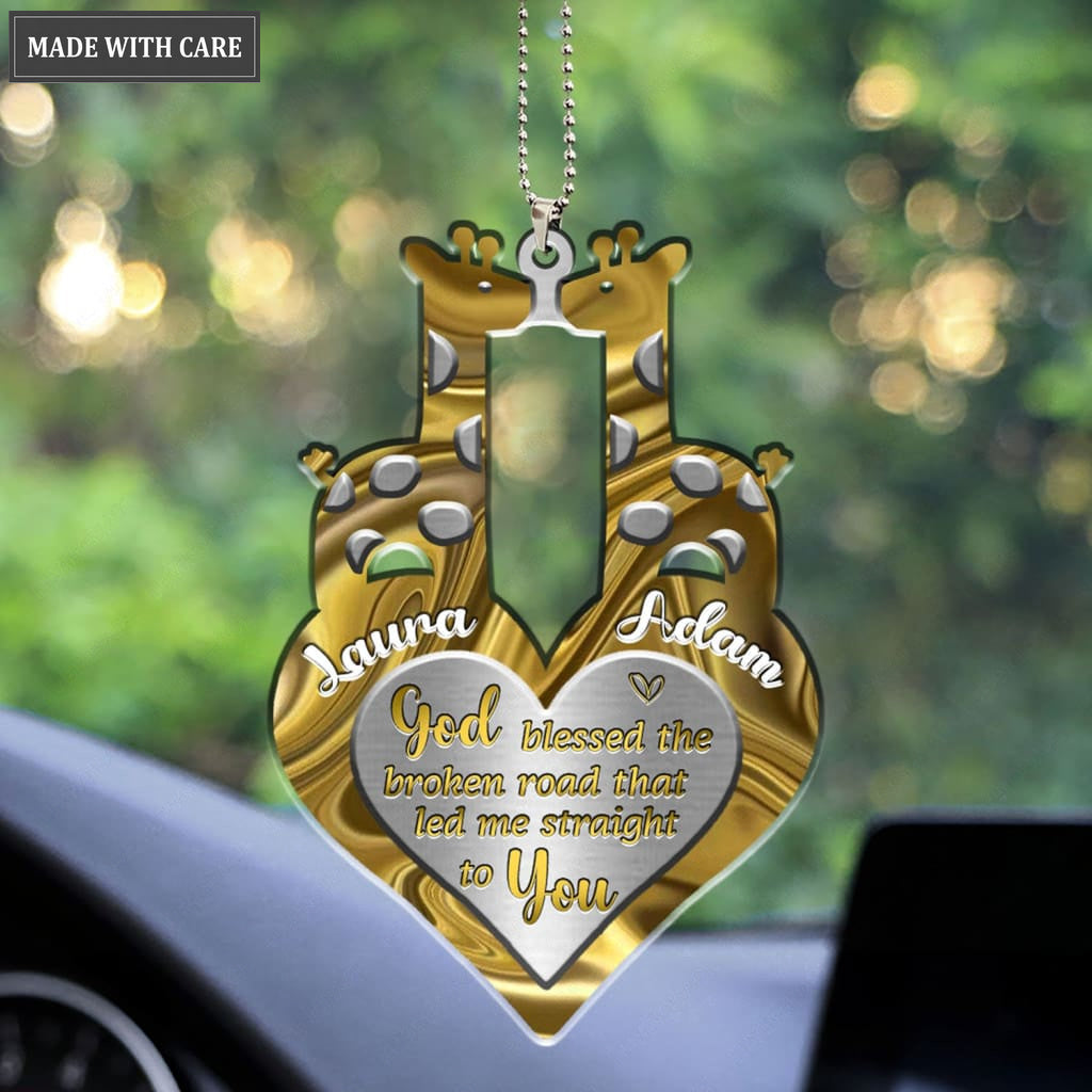 Printfamily M62 Giraffe Couple God Blessed Personalized Ornament
