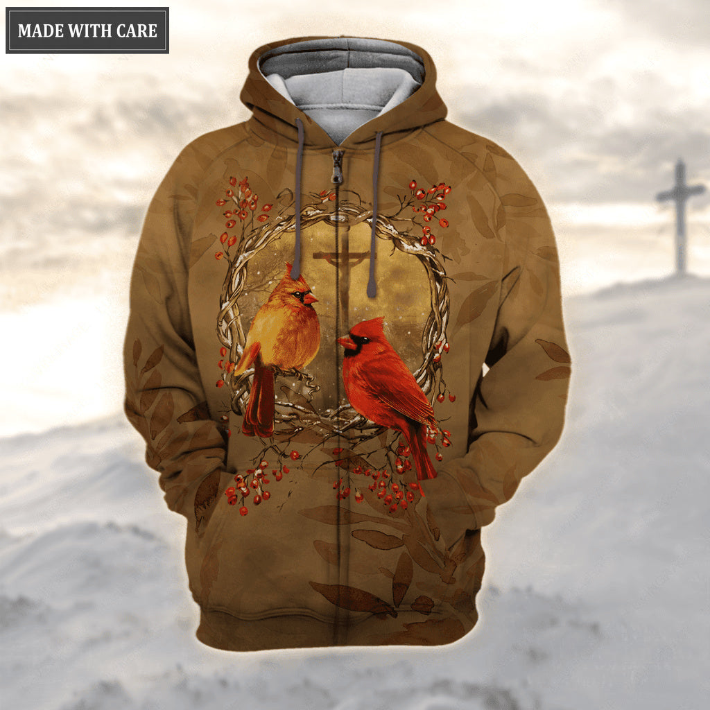 Christmas Cardinal Cross I Will  Always Be With You Hoodie