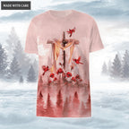 Christmas Forest Cardinal Flower Cross I Will Always Be With You Hoodie