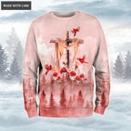 Christmas Forest Cardinal Flower Cross I Will Always Be With You Hoodie