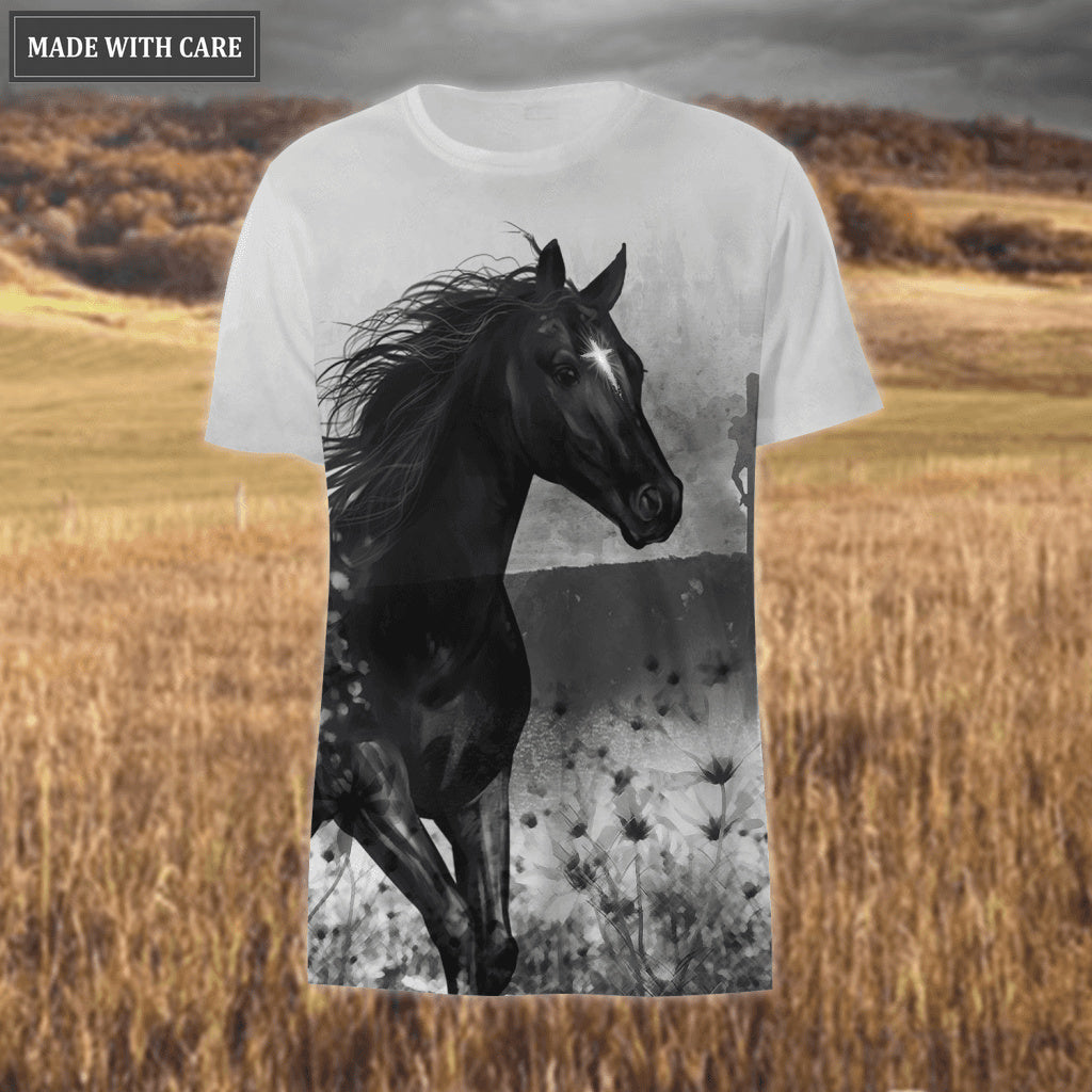 Flower Cross Black Horse Faith Over Fear Hoodie