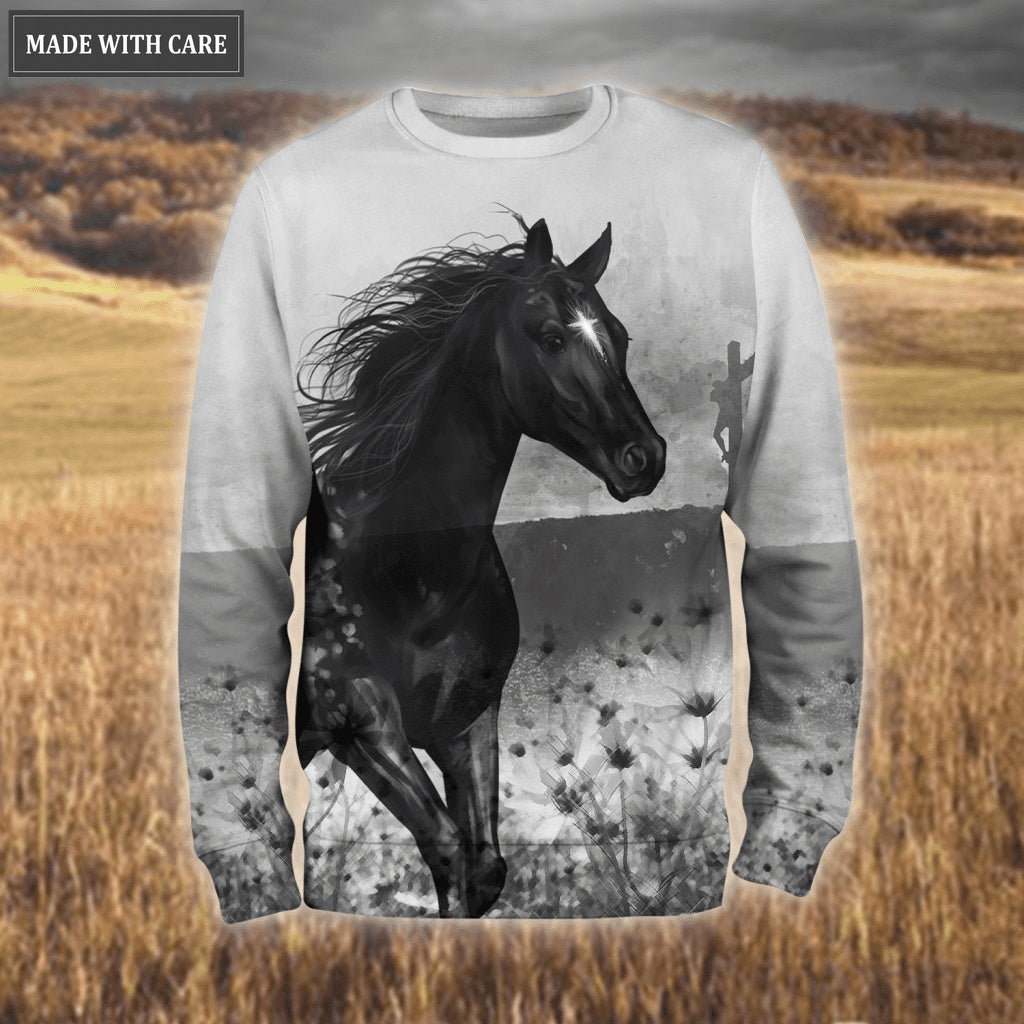 Flower Cross Black Horse Faith Over Fear Hoodie