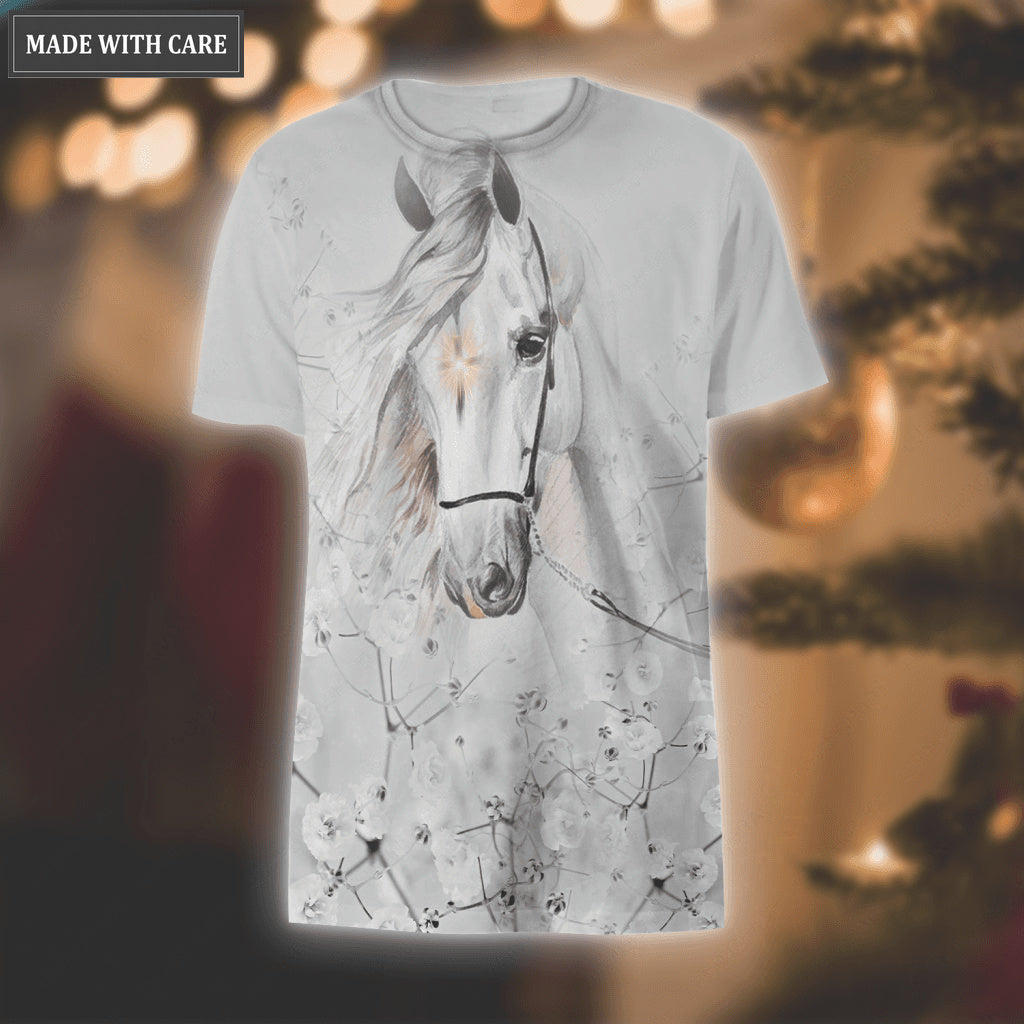 White Flower Cross Horse Walk By Faith Not By Sight Hoodie