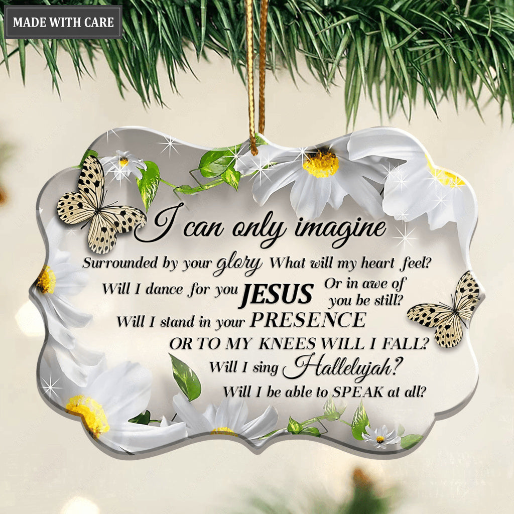 Daisy And Butterfly Surrounded By The Glory Aluminum Ornament