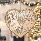 Fingerprint Heart God Blessed Personalized Wooden Ornament