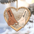 Fingerprint Heart God Blessed Personalized Wooden Ornament