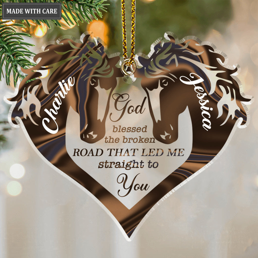 Hologram Horse Couple God Blessed Personalized Transparent Ornament