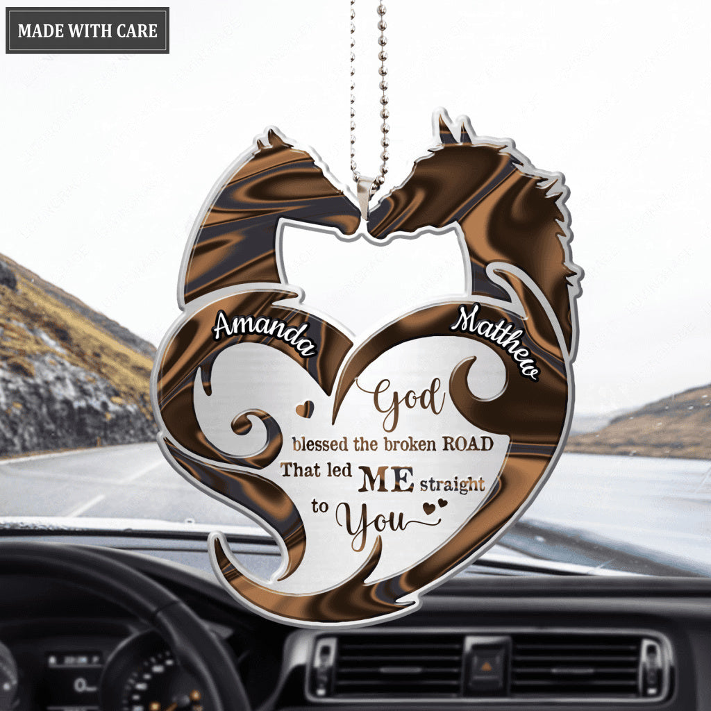 Tribal Heart Horse Couple God Blessed Personalized Ornament