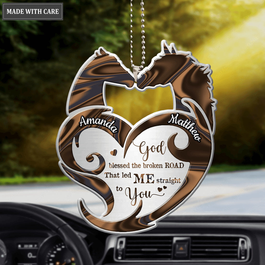 Tribal Heart Horse Couple God Blessed Personalized Ornament