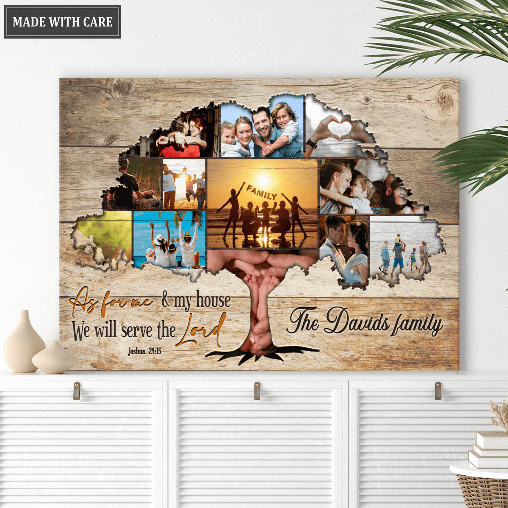 Family Tree Me And My House We Will Serve The Lord Wall Art