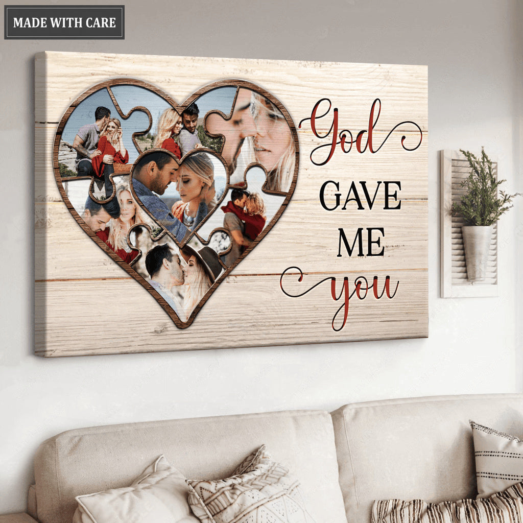 God Gave Me You Puzzle Heart Wall Art