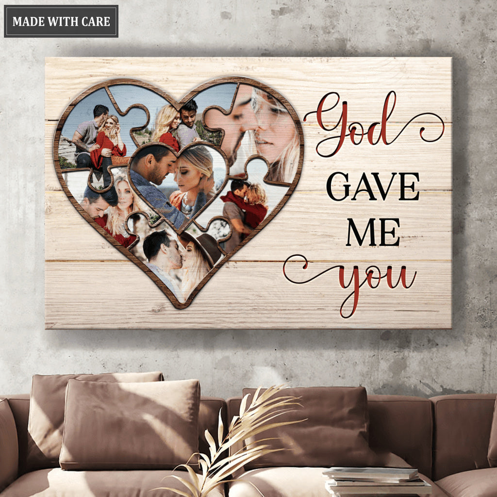 God Gave Me You Puzzle Heart Wall Art