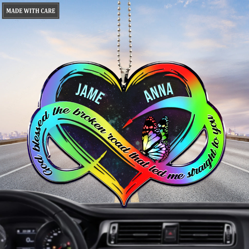 Personalized Colorful Hologram Infinity Heart Ornament