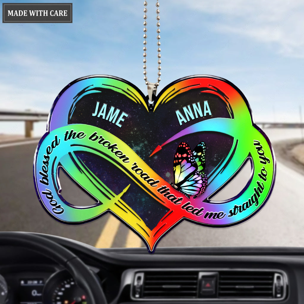 Personalized Colorful Hologram Infinity Heart Ornament