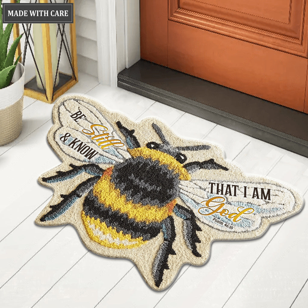 Be Still And Know That I Am God Bee Shaped Luxurious Doormat