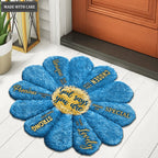 Blue Sunflower God Says You Are Fluffy Shaped Luxurious Doormat