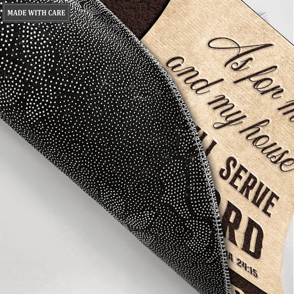 Cross We will Serve The Lord Personalized Doormat