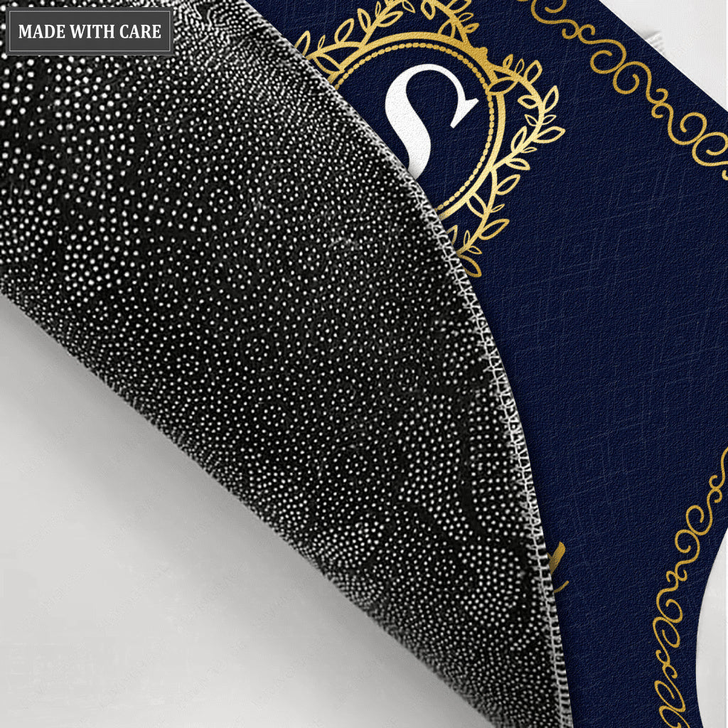 Elegant Navy Serve The Lord Personalized Doormat