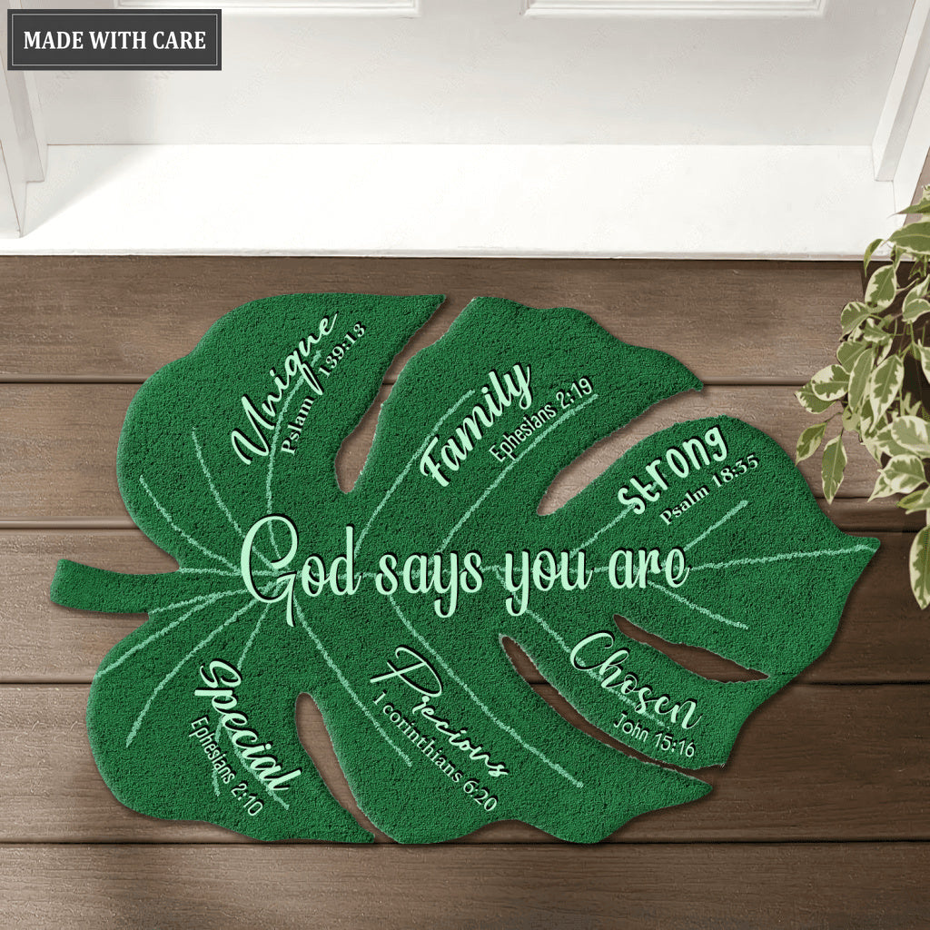 God Says You Are Urban Outfitters Monstera Leaf Shaped Luxurious Doormat