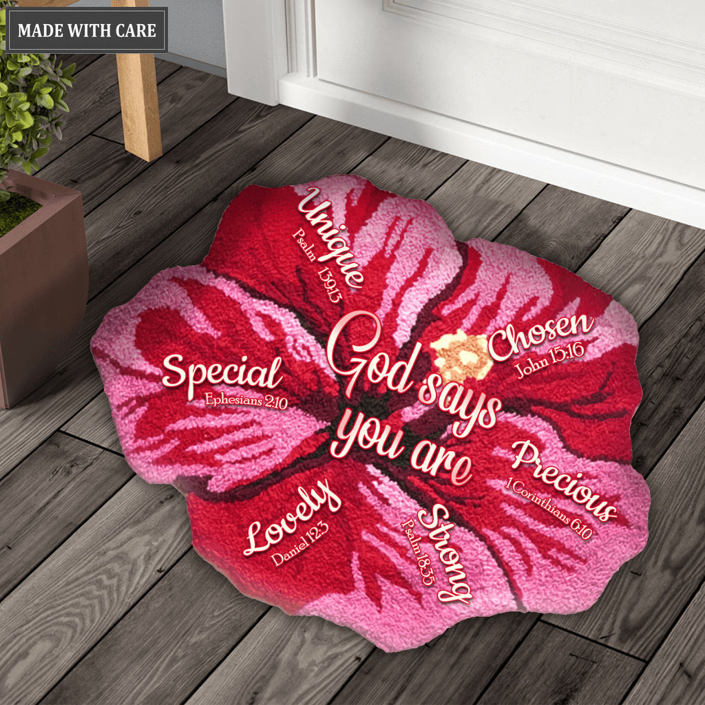 Hibicus God Says You Are Shaped Luxurious Doormat