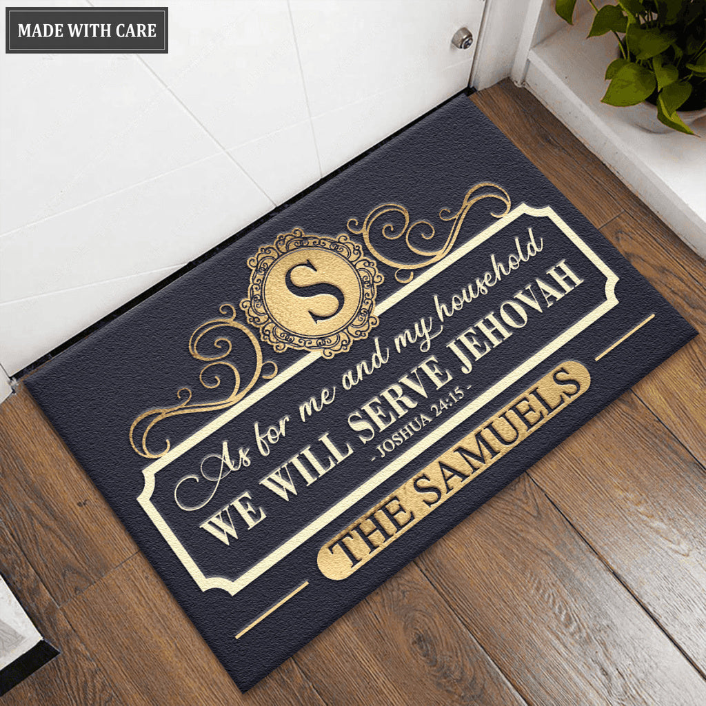 As For Me And My Household We Will Serve Jehovah Personalized Doormat
