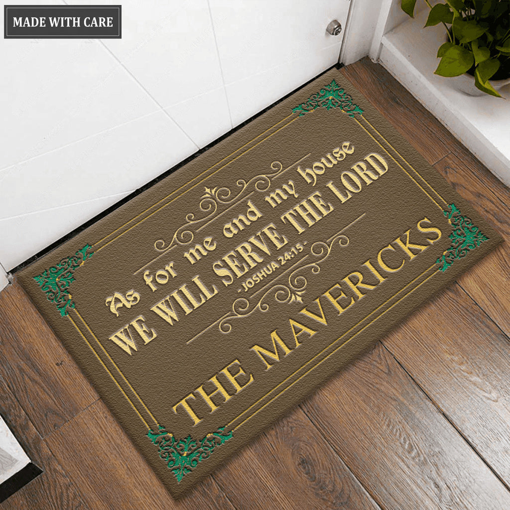 Green And Gold Serve The Lord Personalized Doormat