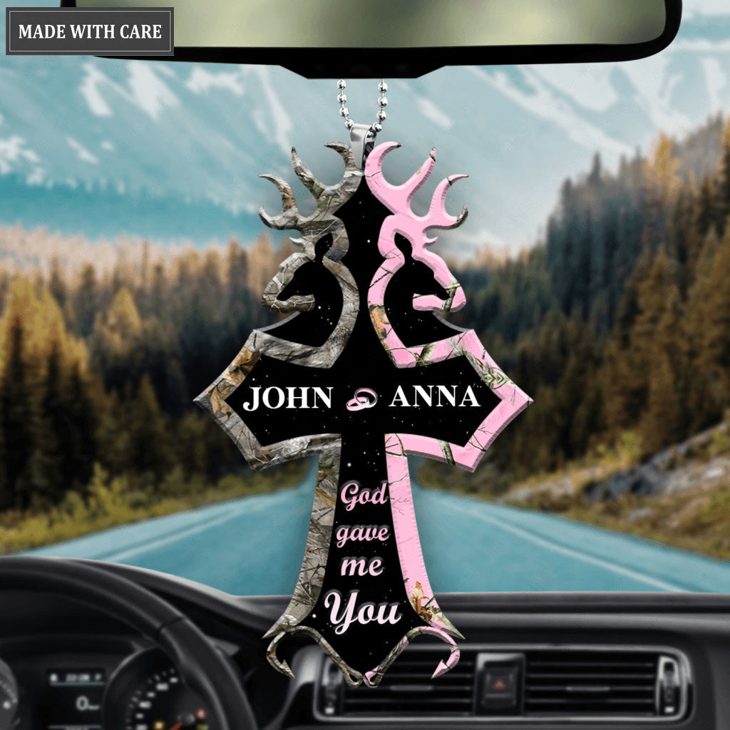 Personalized Buck And Doe Cross God Gave Me You Ornament