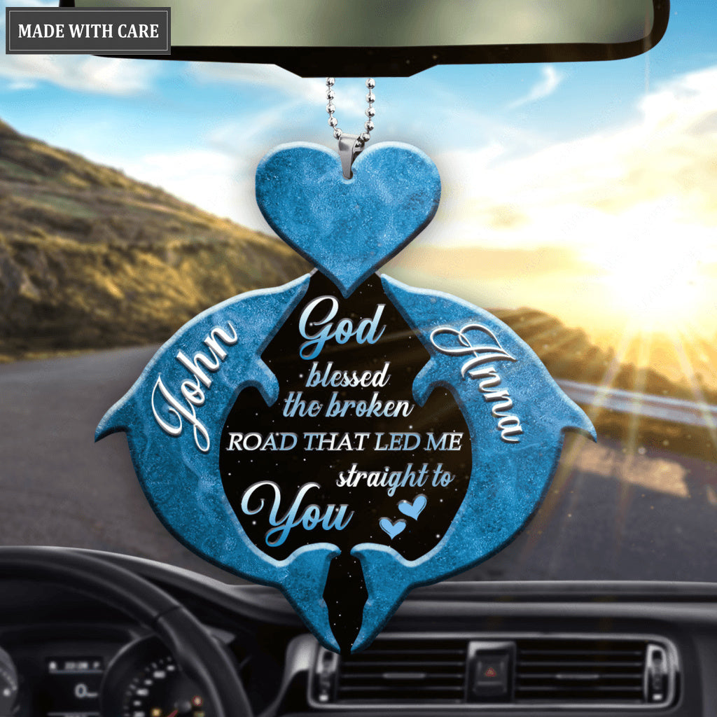 Personalized Dolphin Heart God Blessed Ornament
