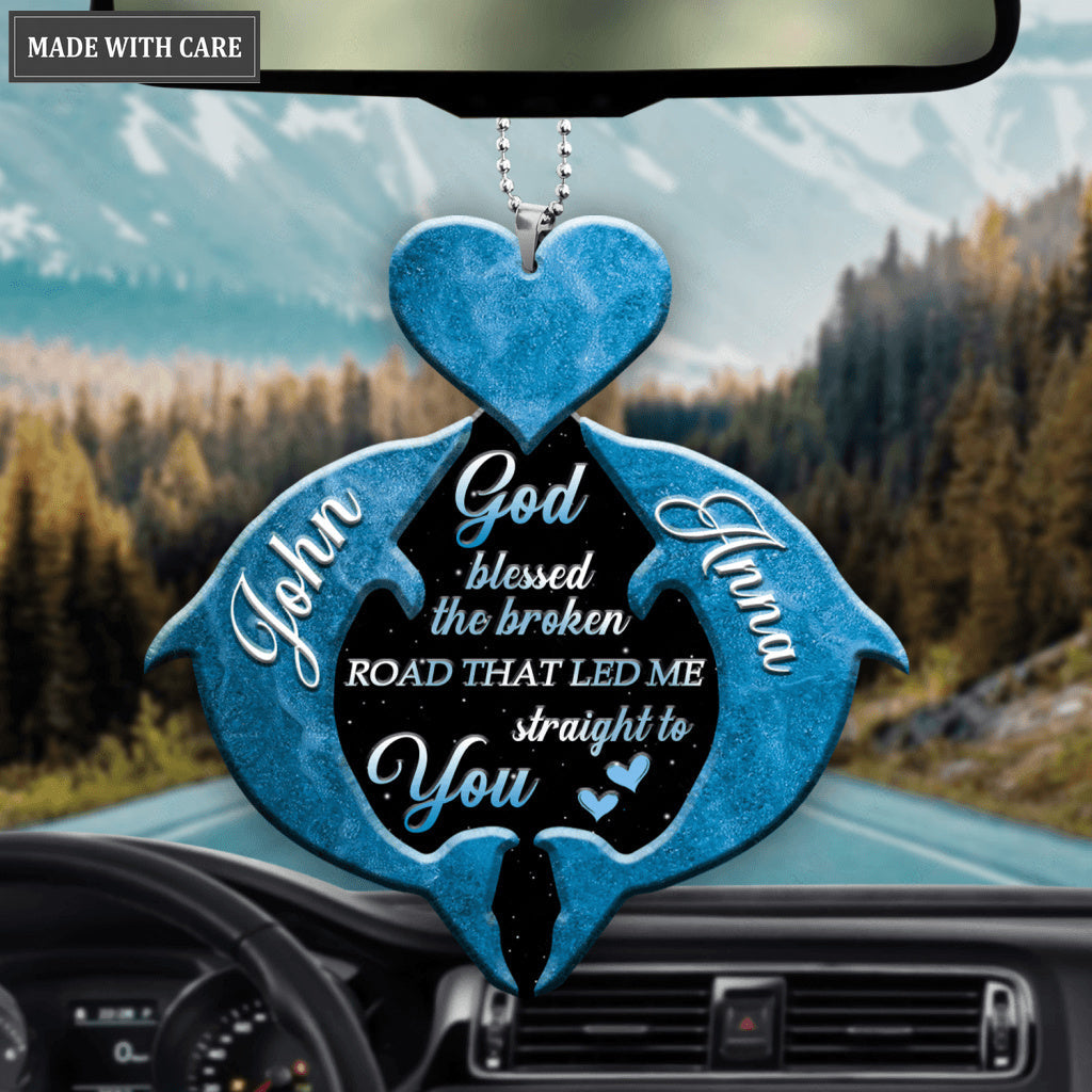 Personalized Dolphin Heart God Blessed Ornament