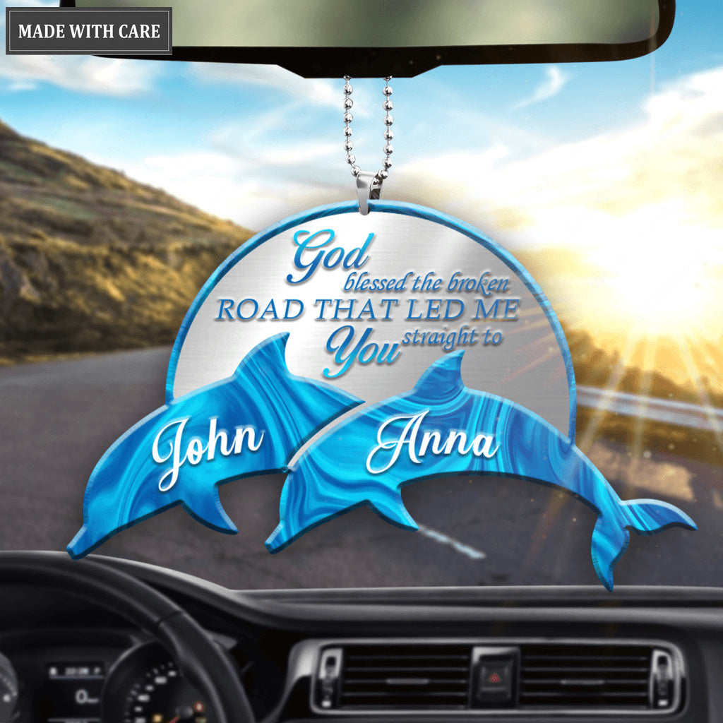 Personalized Dolphin On Sunset God Blessed Ornament