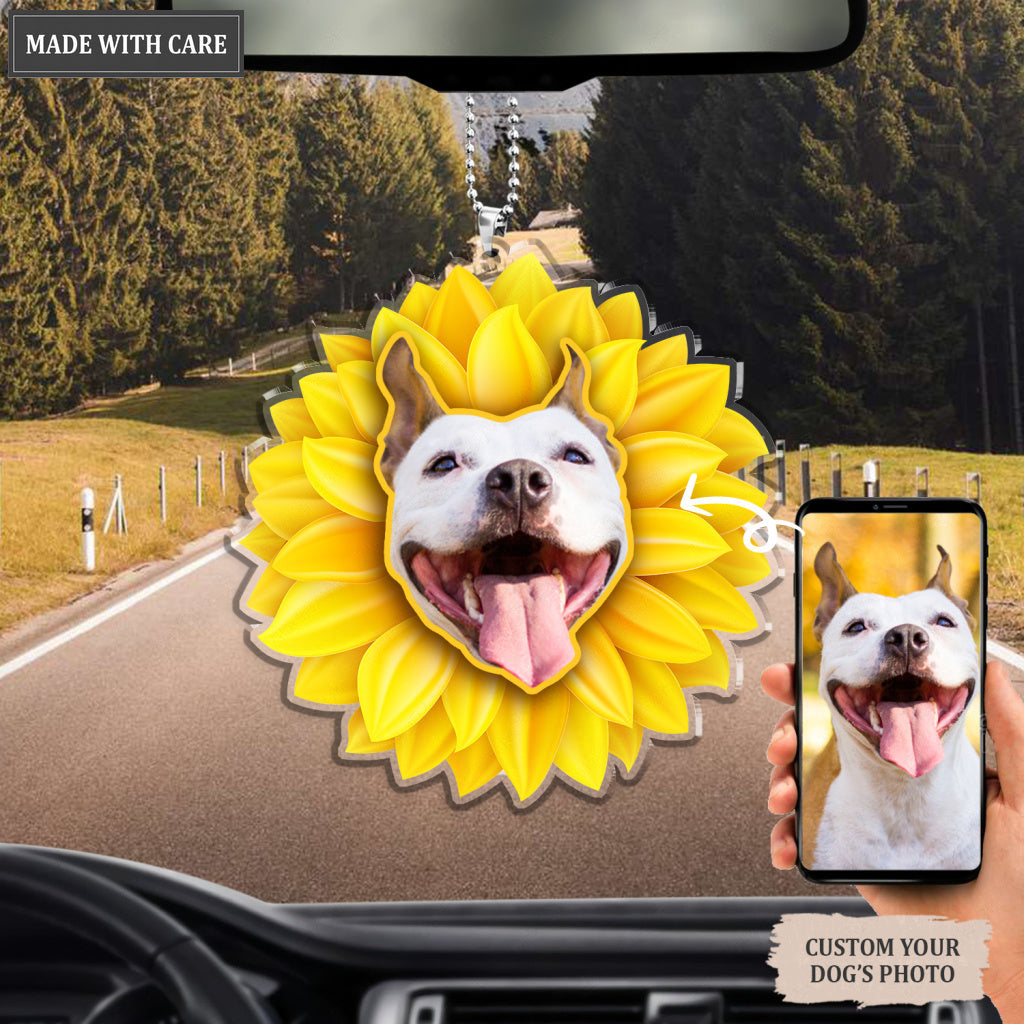 Sunflower Dog Ornament - Personalized Car Hanging Ornament