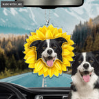 Sunflower Dog Ornament - Personalized Car Hanging Ornament